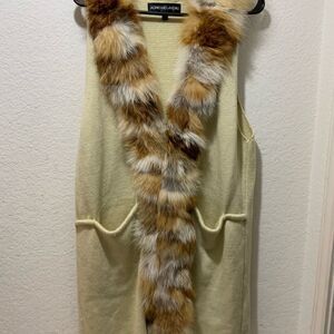 * NWOT Authentic Adrienne Landau Knit Vest/Fox Fur Acrylic & Wool